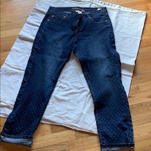 Women with control polka dot jeans